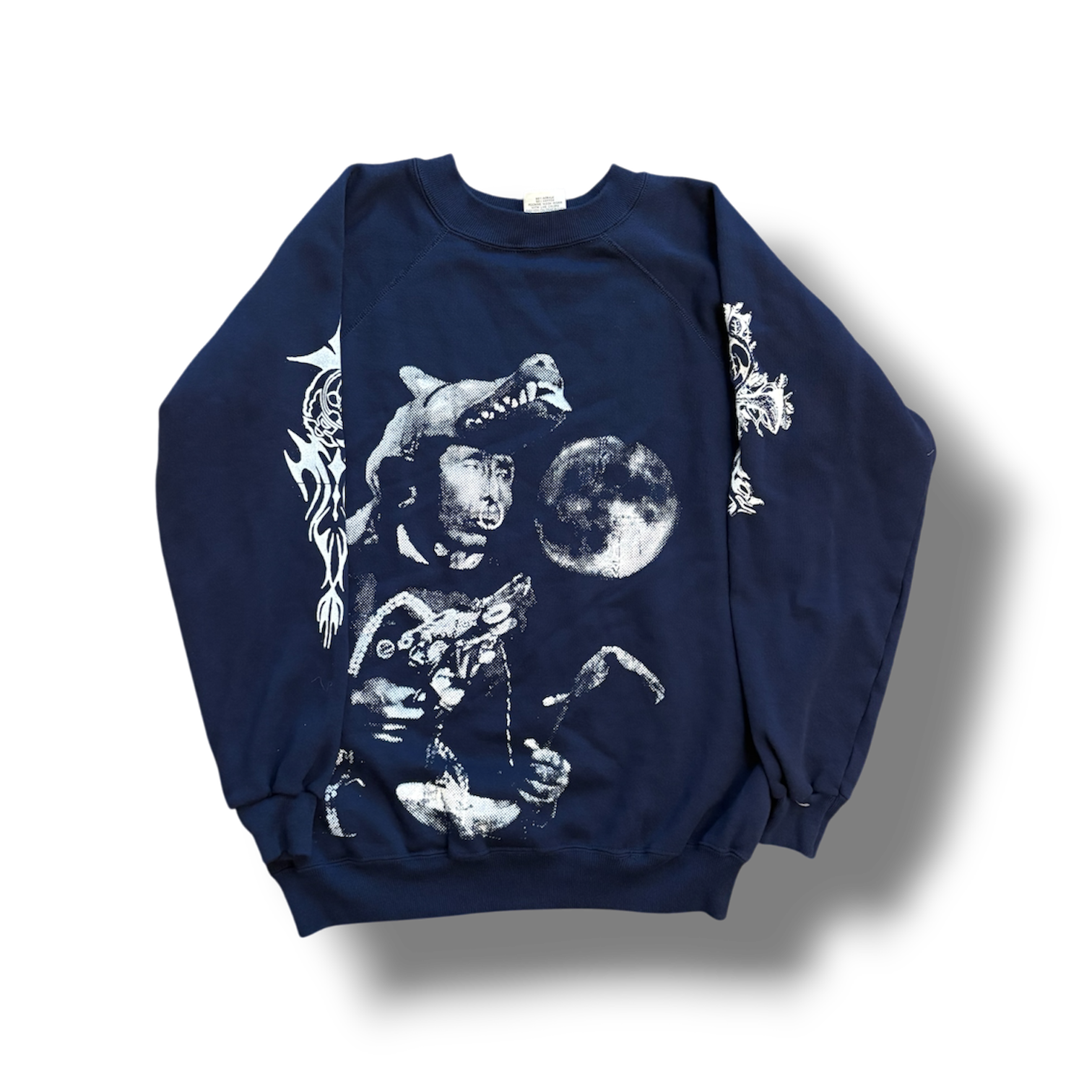 1/1 (L-XL) VINTAGE HANES NAVY BLUE SHAMAN CREWNECK