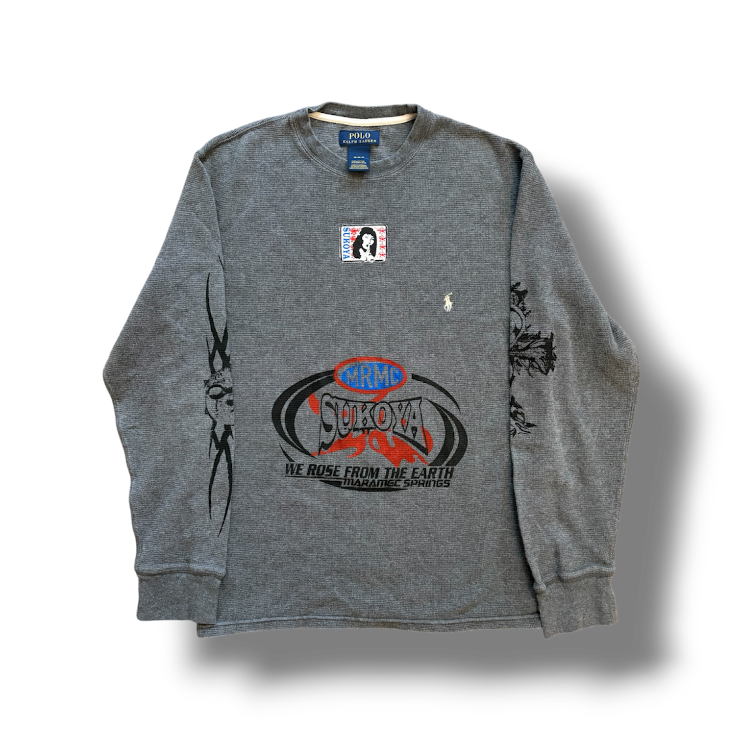 1/1 (M) WAFFLE CUT RALPH LAUREN GUNMETAL LONGSLEEVE