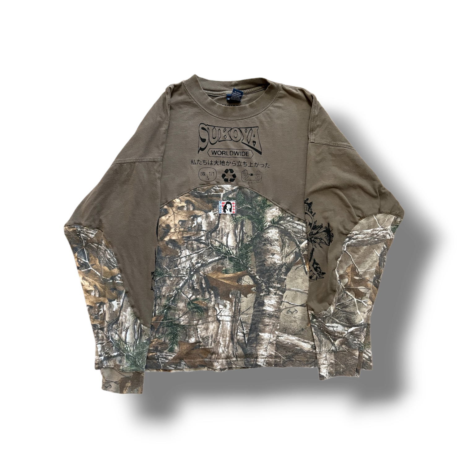 1/1 (XL) CUT AND SEWN MOCHA +CAMO LONGSLEEVE
