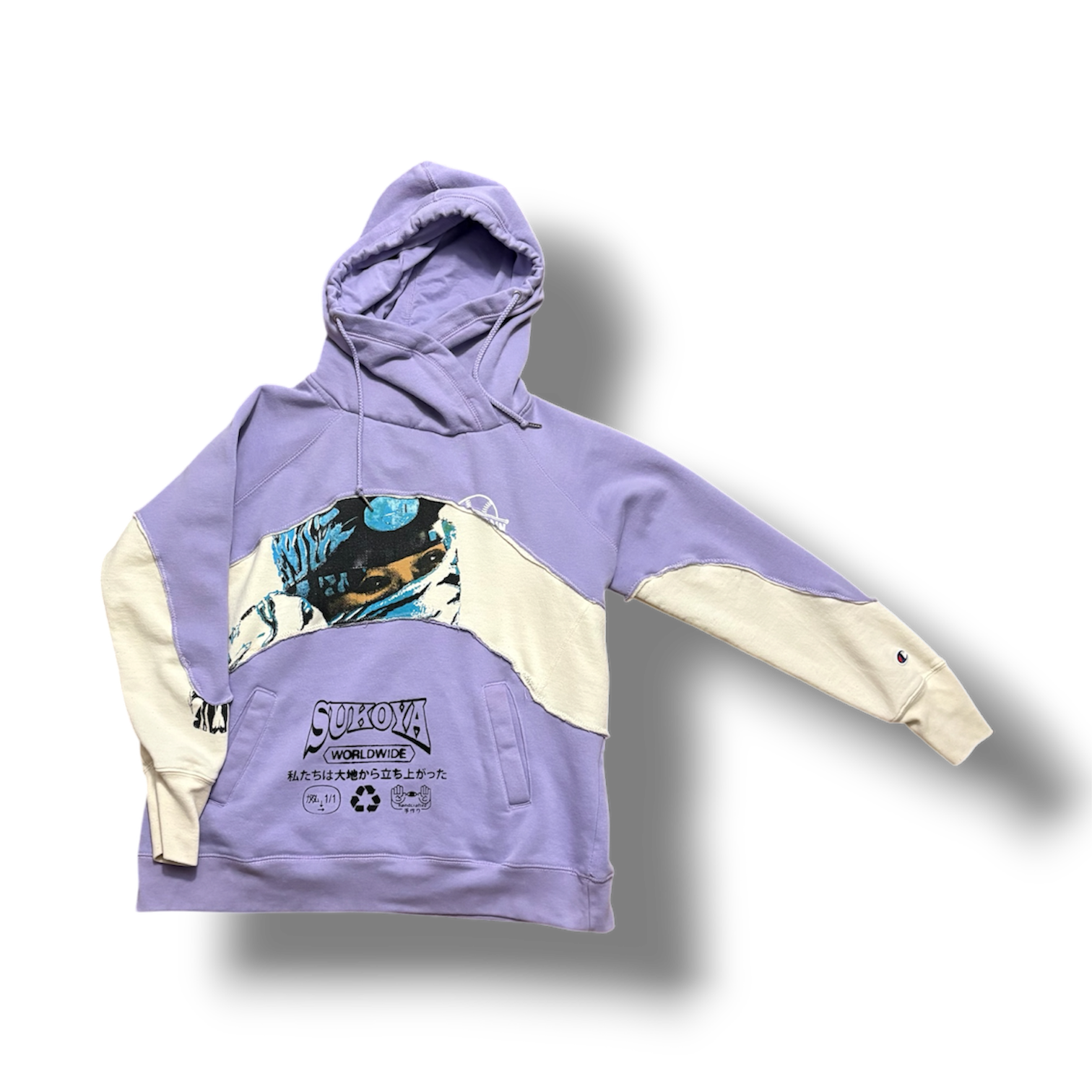 1/1 (L) CUT AND SEWN PURPLE AND SAND HOODIE