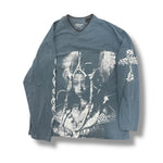 1/1 ST JOHNS BAY CYAN LONG SLEEVE V NECK T SHIRT (M)