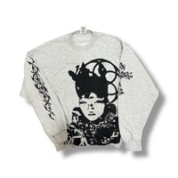 1/1 HEATHER GREY OG PRINT VINTAGE JERZEE CREWNECK (M)