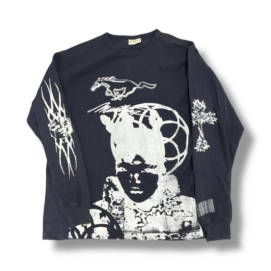 1/1 {[ EXCLUSIVE FROM FIRST DROP]} NAVY STEVE & BARRY OG MUSTANG LONGSLEEVE (XL)
