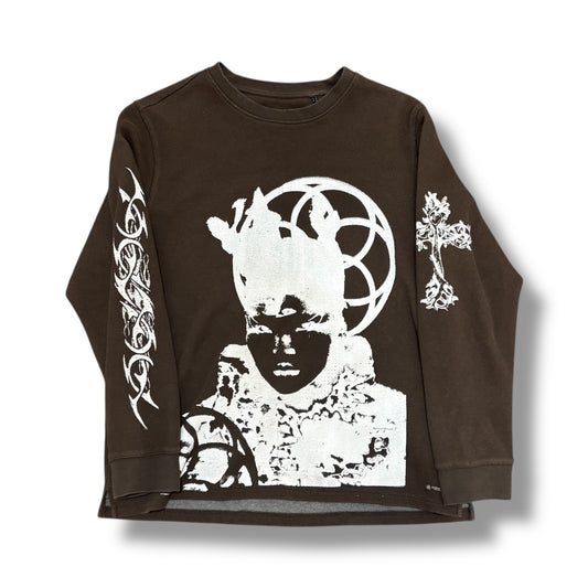1/1 MOCHA BROWN VINTAGE OG PRINT LONGSLEEVE/CREWNECK (L)
