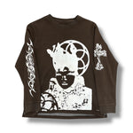 1/1 MOCHA BROWN VINTAGE OG PRINT LONGSLEEVE/CREWNECK (L)