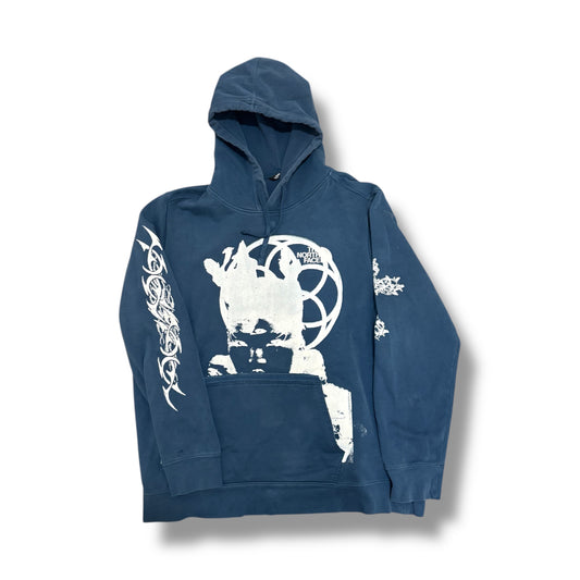 1/1 FADED NAVY-CYAN BLUE OG PRINT NORTHFACE HOODIE (XL)